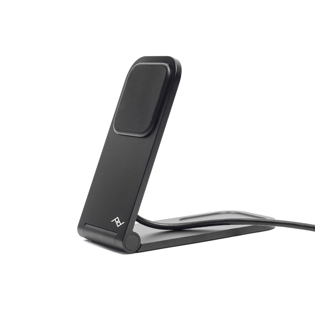 (image), Sideview of a wireless charging stand connected to its power cord, M-CS-BK-1