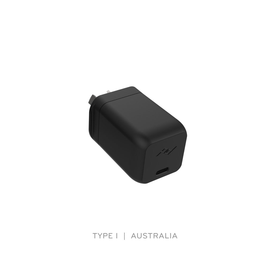 (image), Rear view of a Type I USB C black wall power adapter, M-WPA-AN-1